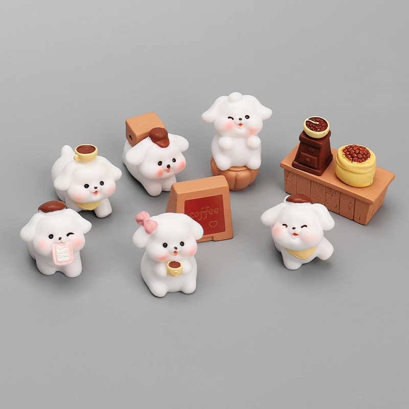 Bonsai Garden Gift - 6-11PCS Cartoon White Dog Family Figurine