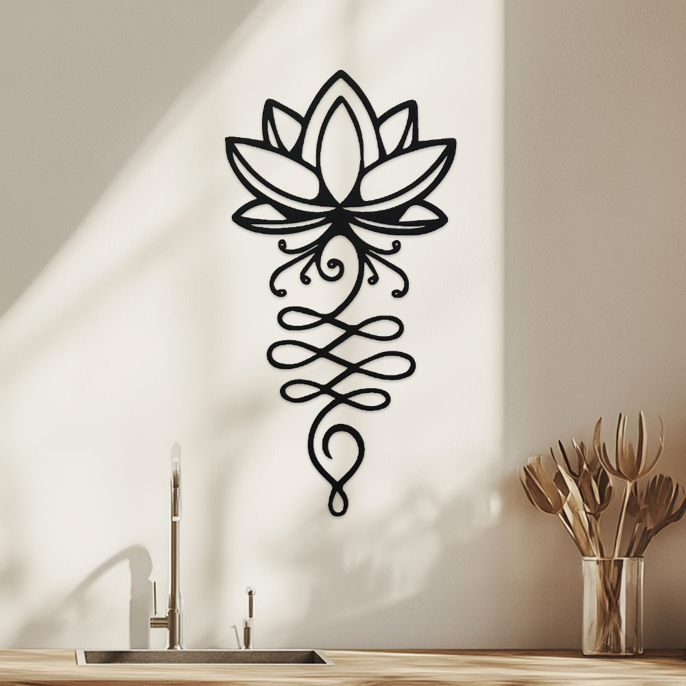 Bonsai Garden Decor - 1pc Metal Lotus Wall Decoration,Black Lotus