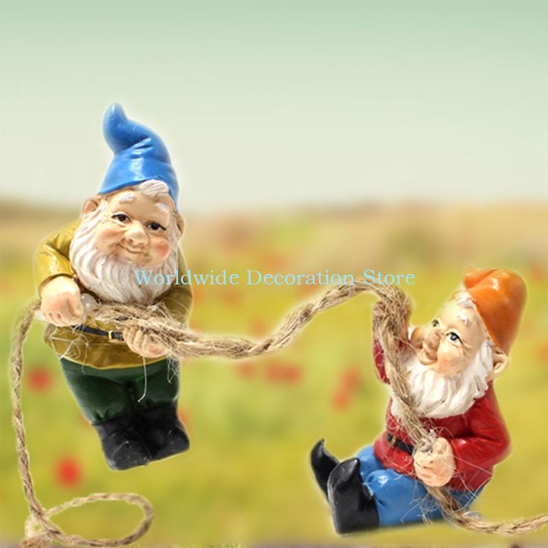 Q39B 4Pcs Dwarf Resin Figurine - Bonsai Garden With Pond 리뷰 및 가격