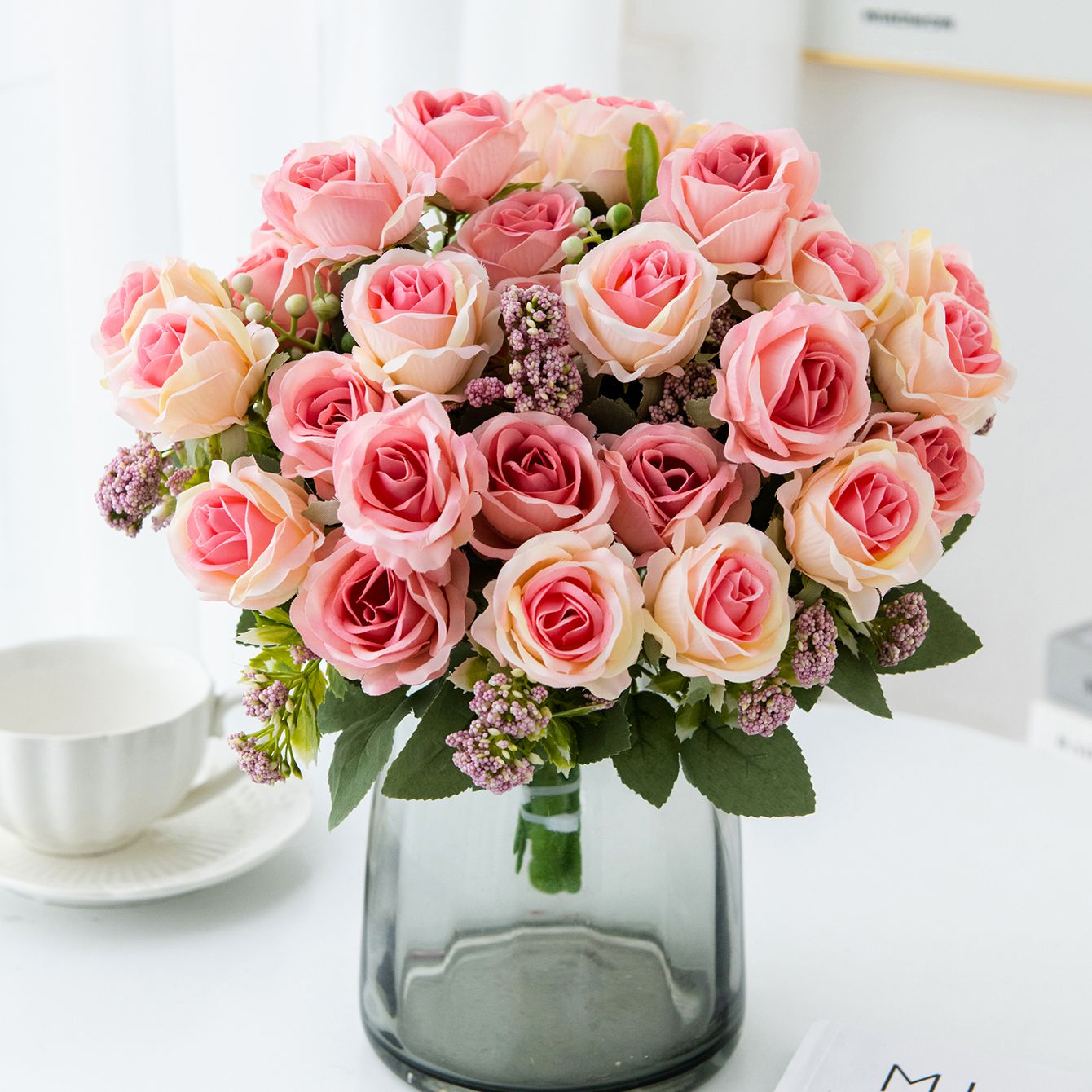 Artificial Flower Silk Rose Fe - Bonsai Garden Gift 리뷰 및 가격