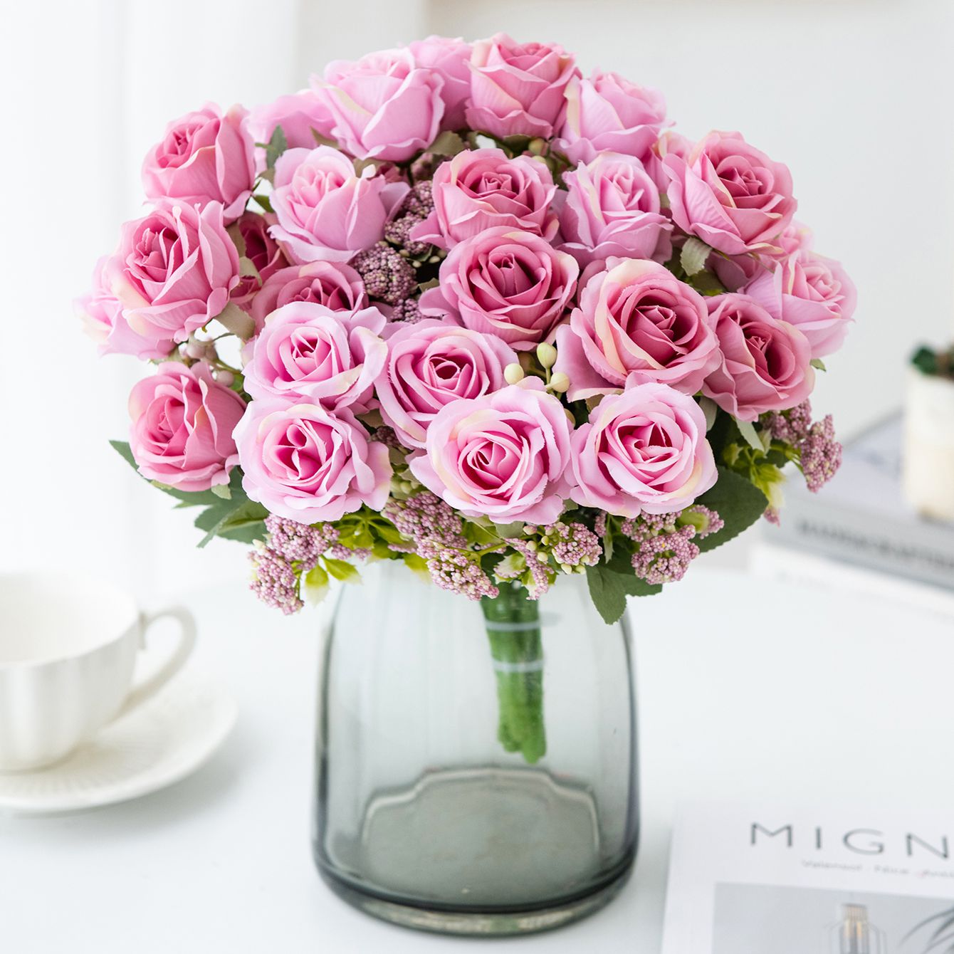 Artificial Flower Silk Rose Fe - Bonsai Garden Gift 리뷰 및 가격